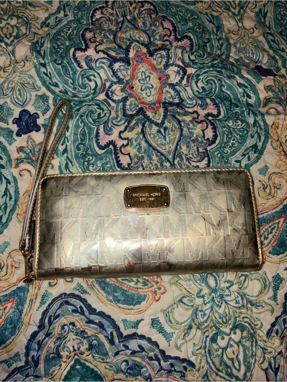 Gold Michael Kors Bifold Zip Wallet